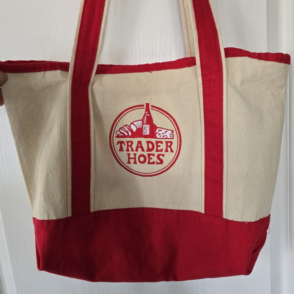 Red and Beige Tote Bag